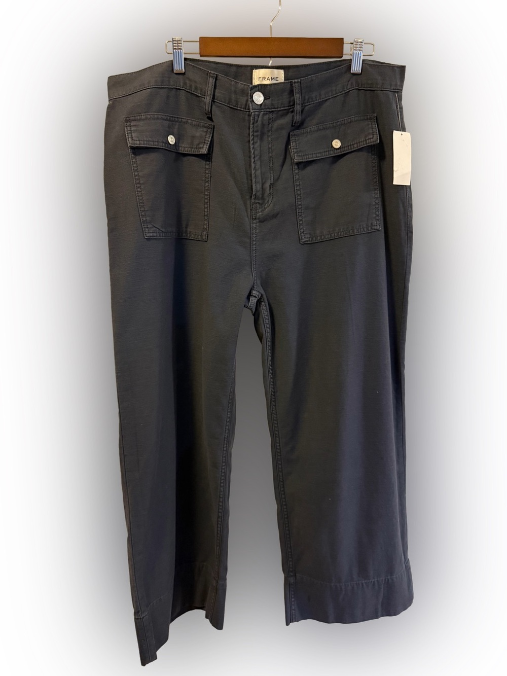 NWT Frame The 70s Cotton-Canvas Wide-Leg Pants, Size 33 - Picture 10 of 13